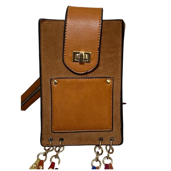 FAUX LEATHER W/ SUEDE MULTI COLOUR PURSE TASSELS NWOT - Picture 5 of 5